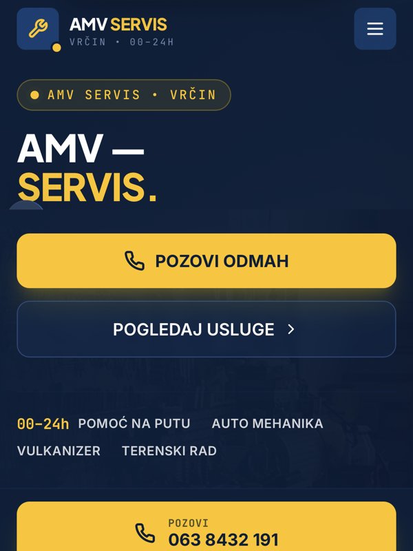 Početna strana sajta AMV Servis Vrčin