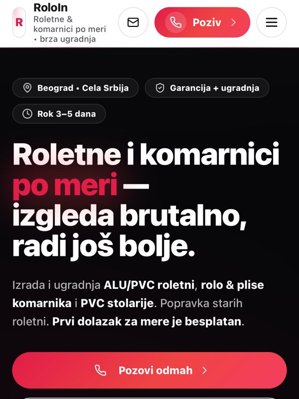 Početna strana sajta roletnebeograd.com
